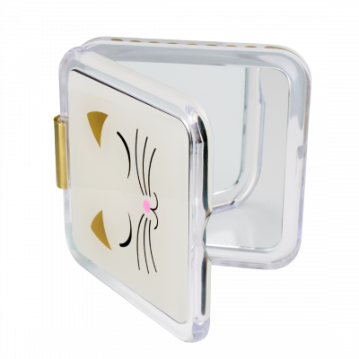 Miroir de poche carré - Clap White Cat