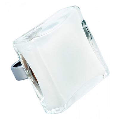 Glass ring - Carré Giga Milk White