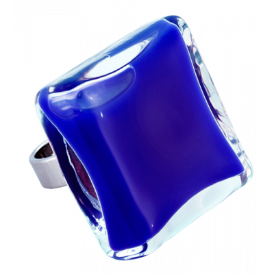 Glass ring - Carré Giga Milk Dark Blue