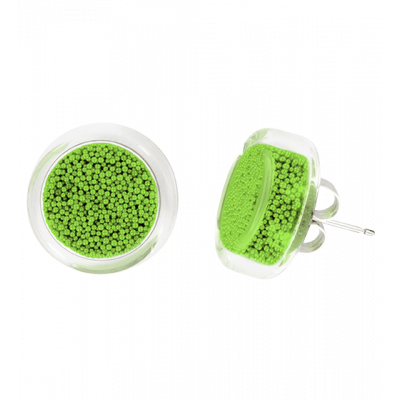 Boucles d'oreilles clou en verre soufflées - Cachou Billes Vert