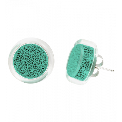 Boucles d'oreilles clou en verre soufflées - Cachou Billes Turquoise