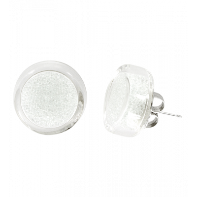 Boucles d'oreilles clou en verre soufflées - Cachou Billes Cristal