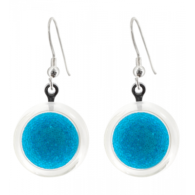 Boucles d'oreilles crochet en verre soufflées - Cachou Billes Bleu roi