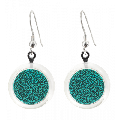 Boucles d'oreilles crochet en verre soufflées - Cachou Billes Turquoise