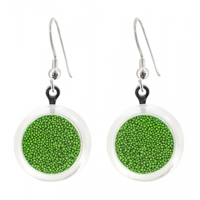 Boucles d'oreilles crochet en verre soufflées - Cachou Billes Vert
