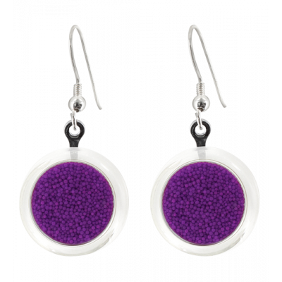 Boucles d'oreilles crochet en verre soufflées - Cachou Billes Violet