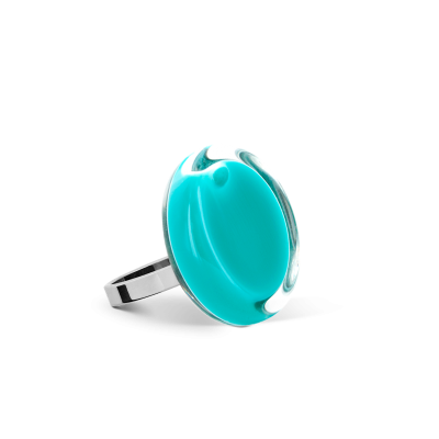 Anello in vetro - Cachou Nano Milk Turchese