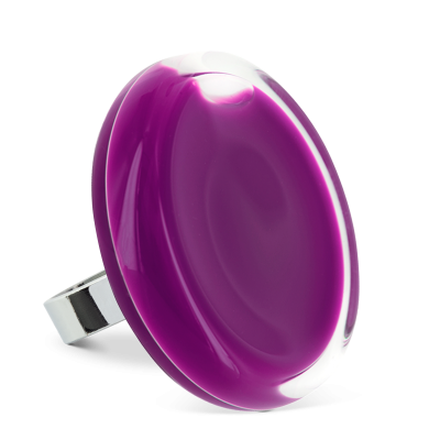Bague en verre soufflée - Cachou Giga Milk Violet