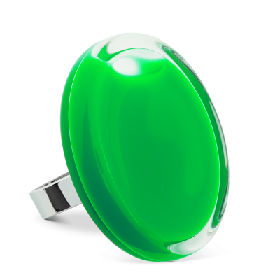 Bague en verre soufflée - Cachou Giga Milk Vert foncé