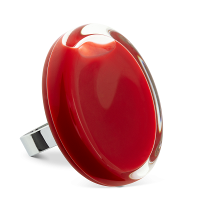 Bague en verre soufflée - Cachou Giga Milk Rouge foncé