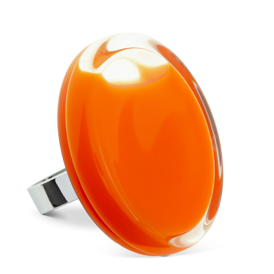 Bague en verre soufflée - Cachou Giga Milk Orange