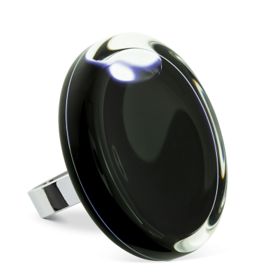 Bague en verre soufflée - Cachou Giga Milk Noir