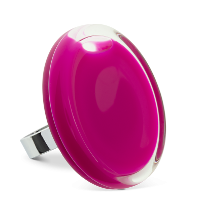 Bague en verre soufflée - Cachou Giga Milk Fushia