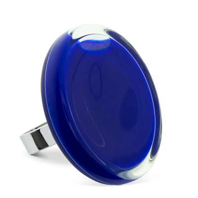 Bague en verre soufflée - Cachou Giga Milk Bleu Foncé