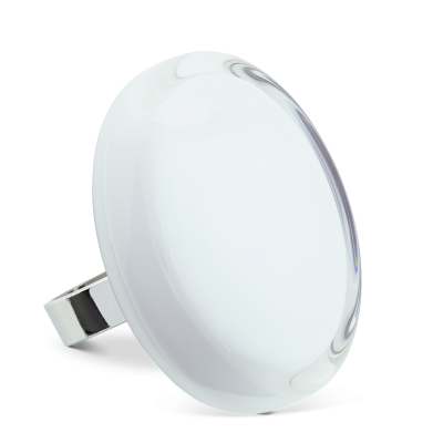 Bague en verre soufflée - Cachou Giga Milk Blanc