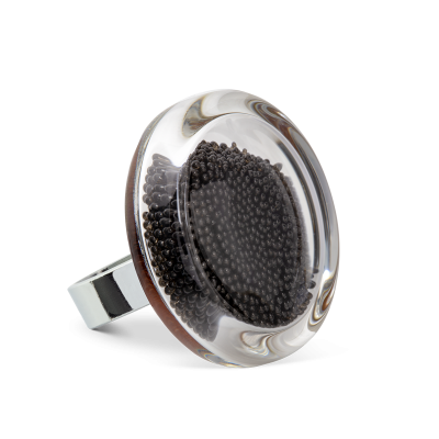 Glasring - Cachou Medium Billes Schwarz