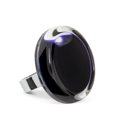 Bague en verre soufflée - Cachou Medium Milk Noir