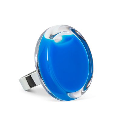 Bague en verre soufflée - Cachou Medium Milk Bleu roi