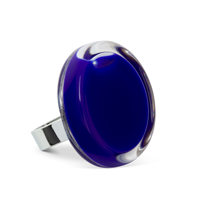 Bague en verre soufflée - Cachou Medium Milk Bleu Foncé