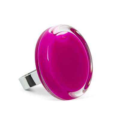 Bague en verre soufflée - Cachou Medium Milk Fushia