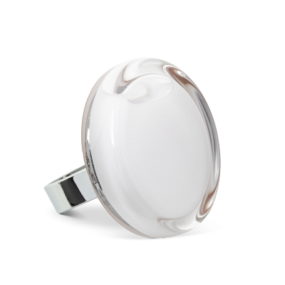 Bague en verre soufflée - Cachou Medium Milk Blanc