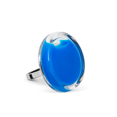 Bague en verre soufflée - Cachou Mini Milk Bleu roi