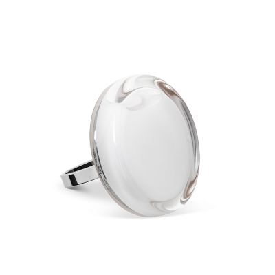 Bague en verre soufflée - Cachou Mini Milk Blanc