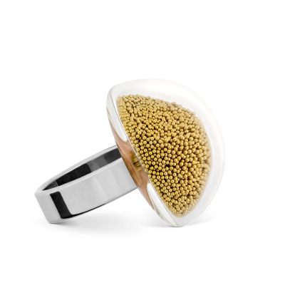 Glasring - Dome Mini Billes Gold
