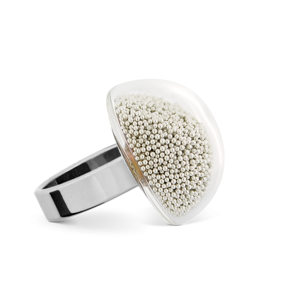 Glasring - Dome Mini Billes Silber