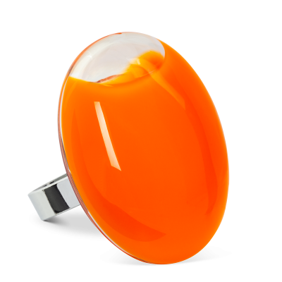 Bague en verre soufflée - Galet Giga Milk Orange