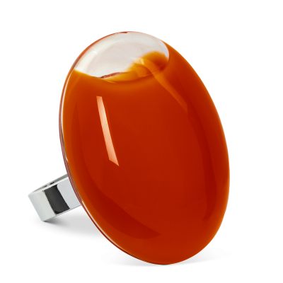 Bague en verre soufflée - Galet Giga Milk Rouille