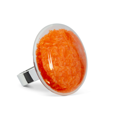 Bague en verre soufflée - Galet Medium Paillettes Colors Orange