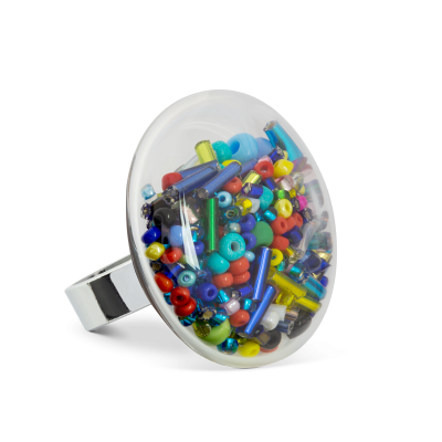 Anello in vetro - Galet Medium Mix Perles Multicolore