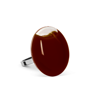 Bague en verre soufflée - Galet Mini Milk Chocolat