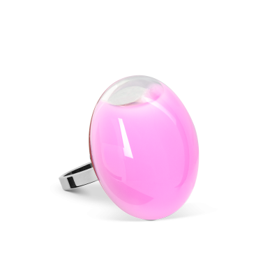 Bague en verre soufflée - Galet Mini Milk Bubble Gum