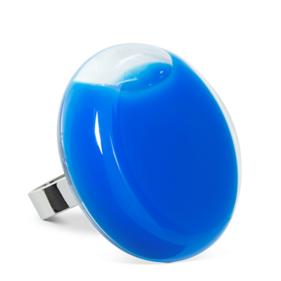 Glass ring - Platine Giga Milk Royal blue