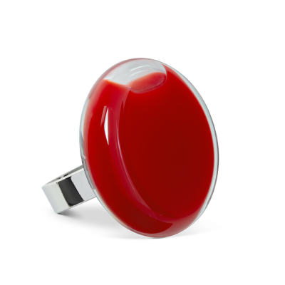 Anello in vetro - Platine Medium Milk Rosso scuro