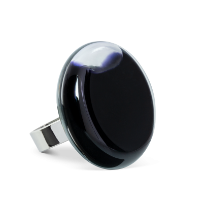 Anello in vetro - Platine Medium Milk Nero