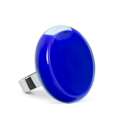 Anello in vetro - Platine Medium Milk Blu scuro