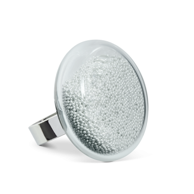 Glasring - Platine Medium Billes Silber