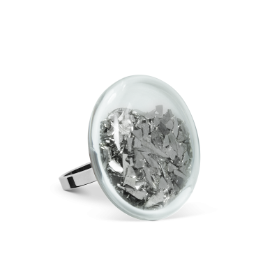 Glasring - Platine Mini Paillettes Silber