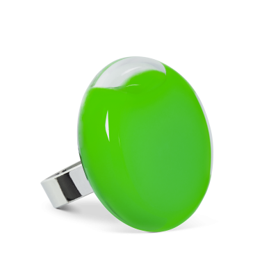 Anello in vetro - Platine Medium Milk Verde scuro