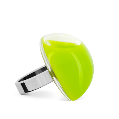 Glass ring - Dome Medium Milk Light Green