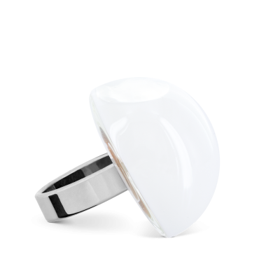 Glass ring - Dome Medium Milk White