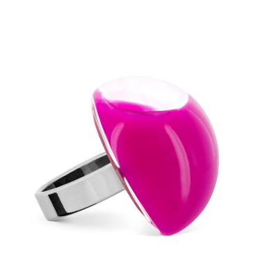 Glass ring - Dome Medium Milk Fuchsia