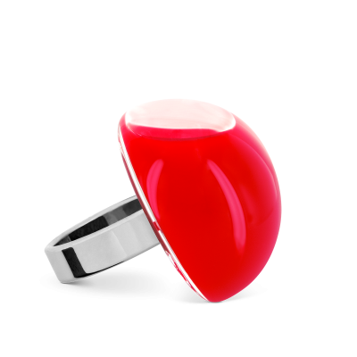 Glass ring - Dome Medium Milk Light red
