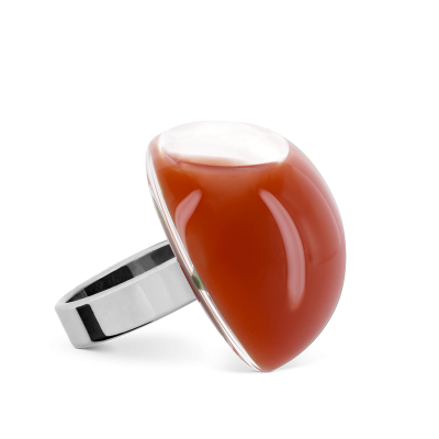 Glass ring - Dome Medium Milk Rust