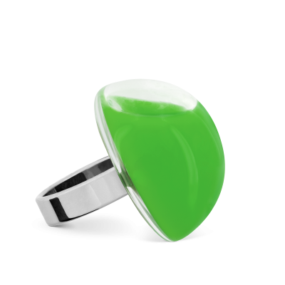 Glass ring - Dome Medium Milk Dark green
