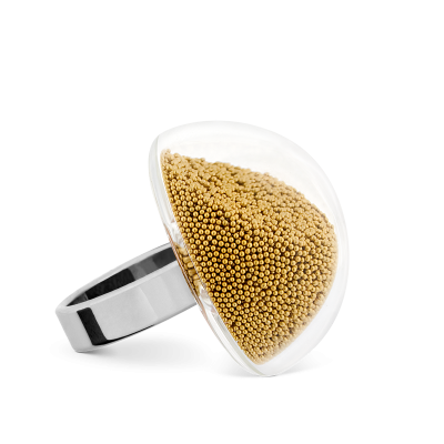 Glasring - Dome Medium Billes Gold