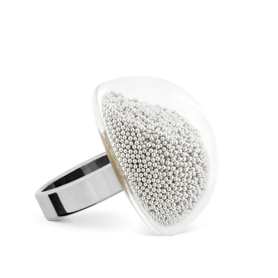 Glasring - Dome Medium Billes Silber